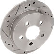 Rear, Driver or Passenger Side Brake Disc, Cross-Drilled and Slotted, Solid, 5 Lugs, Pro-Line Series