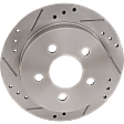 Rear, Driver or Passenger Side Brake Disc, Cross-Drilled and Slotted, Solid, 5 Lugs, Pro-Line Series