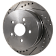 Rear, Driver or Passenger Side Brake Disc, Natural Finish, Cross-drilled and Slotted, Solid, 5 Lugs, 273.81 mm, Pro-Line Series