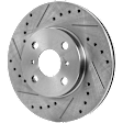 Front, Driver or Passenger Side Brake Disc, Natural Finish, Cross-drilled and Slotted, Vented, 4 Lugs, 255.02 mm, 1.5L, 4Cyl, Pro-Line Series