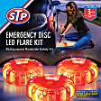 SKI2-1004-ORG Emergency Disc LED Flare Kit 3pcs + Carrying Case, Magnet Back and Hanging Hook, 8 Flashing Modes, Waterproof, Battery Operated