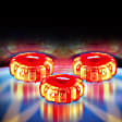 SKI2-1004-ORG Emergency Disc LED Flare Kit 3pcs + Carrying Case, Magnet Back and Hanging Hook, 8 Flashing Modes, Waterproof, Battery Operated