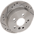 Rear, Driver or Passenger Side Brake Disc, Cross-Drilled and Slotted, Solid, 5 Lugs, Pro-Line Series