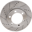 Front, Driver or Passenger Side Brake Disc, Cross-drilled and Slotted, Vented, 6 Lugs, 318.77 mm, Pro-Line Series