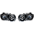 Driver and Passenger Side Headlights, with Bulbs, Halogen, Projector, Clear Lens, Black Interior