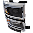 Driver and Passenger Side Headlights, with Bulbs, Halogen, Projector with LED accent ring, Clear Lens, Black Interior