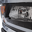 Driver and Passenger Side Headlights, with Bulbs, Halogen, Projector with LED accent ring, Clear Lens, Black Interior