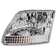 Driver and Passenger Side Headlights, without Bulb, Halogen, Clear Lens, Chrome Interior