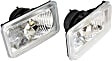 Driver and Passenger Side Headlights, with Bulbs, Halogen, 4 x 6 in. Round Conversion Headlights, H4651 Type Upgrade