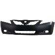 Front Primed Bumper Cover, With Emblem Provision, With Fog Light Holes, Without Parking Aid Sensor Holes, For BASE/CE/LE/XLE/Hybrid, USA Built Vehicles