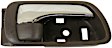 Front Or Rear, Passenger Side Brown bezel with chrome lever Interior Door Handle, Sedan
