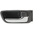 Front Or Rear, Passenger Side Gray bezel with chrome lever Interior Door Handle, With Door Lock Button, Sedan