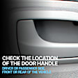 Front Or Rear, Passenger Side Gray bezel with chrome lever Interior Door Handle, With Door Lock Button, Sedan