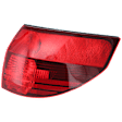 Passenger Side, Outer Tail Light, without Bulb, Halogen, Red Lens