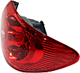Passenger Side, Outer Tail Light, without Bulb, Halogen, Clear and Red Lens