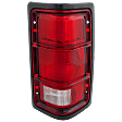 Passenger Side Tail Light, without Bulb, Halogen, Clear and Red Lens, With Black Outer Trim, Without Chrome Inner Stripes