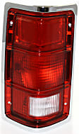 Driver Side Tail Light, without Bulb, Halogen, Clear and Red Lens, With Black Outer Trim, Without Chrome Inner Stripes