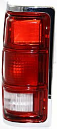 Driver Side Tail Light, without Bulb, Halogen, Clear and Red Lens, With Black Outer Trim, Without Chrome Inner Stripes
