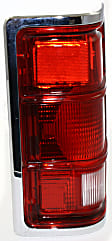 Driver Side Tail Light, without Bulb, Halogen, Clear and Red Lens, With Black Outer Trim, Without Chrome Inner Stripes