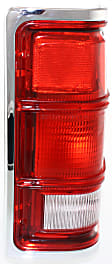 Passenger Side Tail Light, without Bulb, Halogen, Clear and Red Lens, With Chrome Outer Trim, Without Chrome Inner Stripes