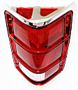 Passenger Side Tail Light, without Bulb, Halogen, Clear and Red Lens, With Chrome Outer Trim, Without Chrome Inner Stripes