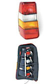 1372441 Driver Side Halogen Tail Light, Without bulb(s), Amber, Clear & Red Lens, APA/URO Parts OE Replacement