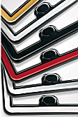 63023 License Plate Frame - Chrome with Black Trim, Eastman Durastar Polymer, Universal, Sold Individually