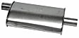 17885 Universal Muffler, Body L 15" x W 8.81" x H 4.25"; Inlet Dia 1.81"; Outlet Dia 1.75" Overall L 22”