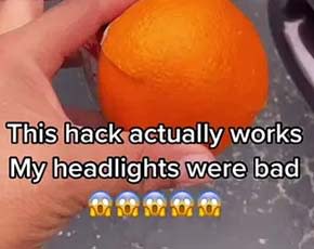 Clean Headlights Using Orange and Baking Soda