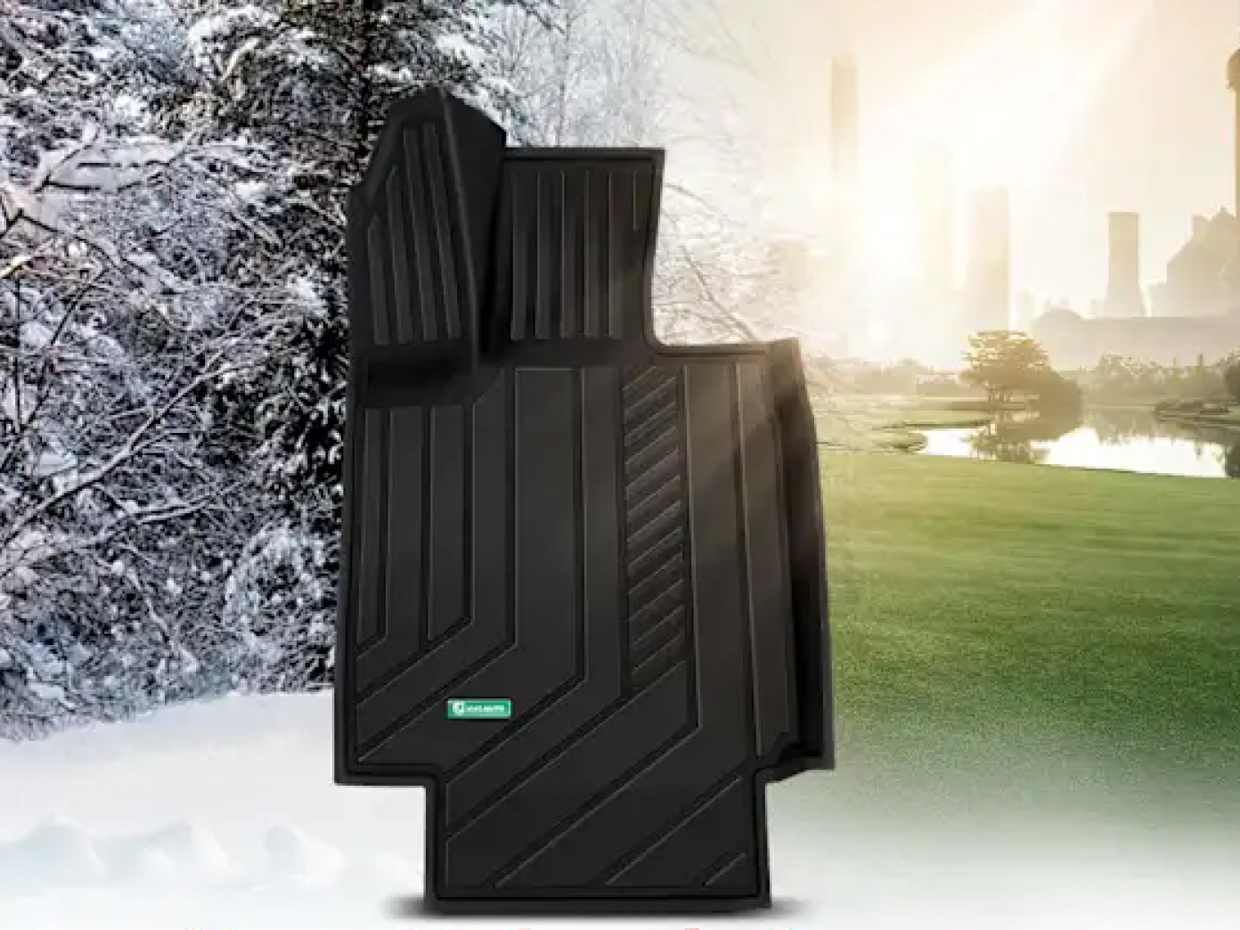 YHT AUTO all-weather TPE floor mats for a pickup truck cab