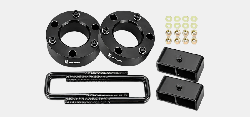3-inch front and 2-inch rear leveling lift kit components