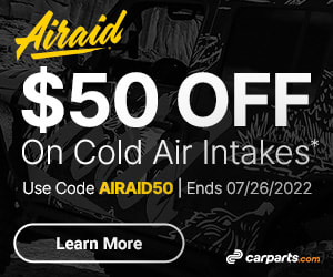 airaid50 off on cold air intakes