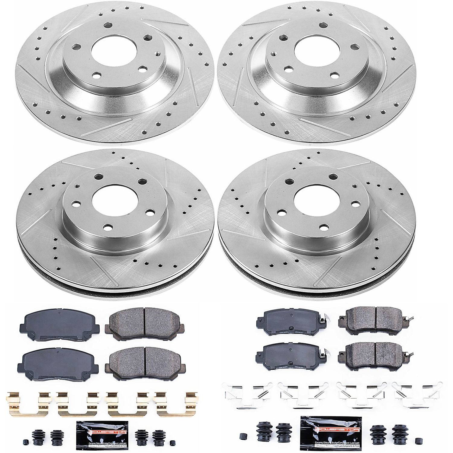 Rear Coated Drilled Slotted Disc Brake Rotors And Ceramic Pads Kit For 2016-2019 Mazda CX-5