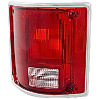 Driver Side Tail Light, without Bulb, Halogen, Clear and Red Lens, With Chrome Trim
