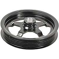 3P-15128 New Series Power Steering Pump Pulley - Black, Steel, Serpentine, Direct Fit, Sold individually