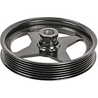 3P-25137 New Series Power Steering Pump Pulley - Black, Steel, Serpentine, Direct Fit, Sold individually