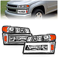 111559 Driver and Passenger Side Halogen Headlight, With bulb(s), Clear Lens, Chrome Interior, Crystal Series