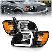 111579 Driver and Passenger Side Headlight, With bulb(s), Halogen, Extended Cab Pickup|Standard Cab Pickup