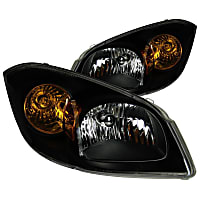 121154 Driver and Passenger Side Halogen Headlight, With bulb(s), Clear Lens, Black Interior, Crystal Series