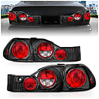 221041 Driver and Passenger Side Halogen Tail Light, Without bulb(s), Clear Lens, Black Interior, Euro Series
