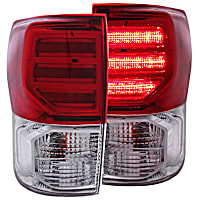 311204 Driver and Passenger Side LED Tail Light, With bulb(s), Red & Clear Lens, Chrome Interior, LED Series
