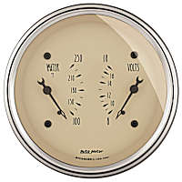 1830 Antique Beige Series Gauge, Dual, Wtmp & Volt, 3 3/8in. 250f & 18V, Electric