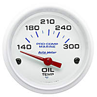 200764 Marine White Gauge, Oil Temp, 2 1/16in. 140-300f, Electric.