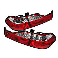 5004352 Driver and Passenger Side Halogen Tail Light, Without bulb(s), Clear Lens, Chrome Interior, Sedan, Euro Series