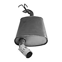 Driver Side Muffler, Welded Assembly; Dual Exhaust, tapered tip applications, Natural, 8 Cyl 4.6L