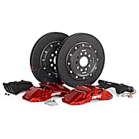 BRK00060 2-Piece Directional Series - 370mm. Slotted, Red Powdercoated 6-Piston Caliper, 2-Wheel Set   