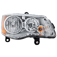 Passenger Side Headlight, with Bulb, Halogen, Chrome Interior
