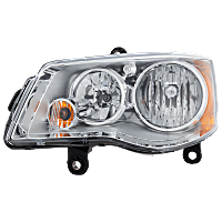 Driver Side Headlight, With bulb(s), Halogen, Chrome Interior