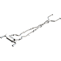 140703 S-type Exhaust System, 2.5 in. Cat-Back, Stainless Steel, Dual Split Rear, 4.5 in. Polished Tips