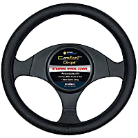 3362BK Comfort Grip Sport Grip Steering Wheel Cover - Black, Leatherette, Universal 14.5-15.5 in., Slip-On, Sold individually